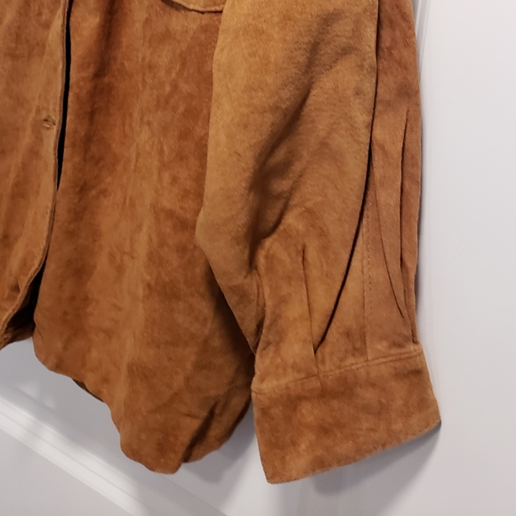 Suede Leather Jacket 1970s Vera Pelle Italy Tuscany Medium - Picture 5 of 6